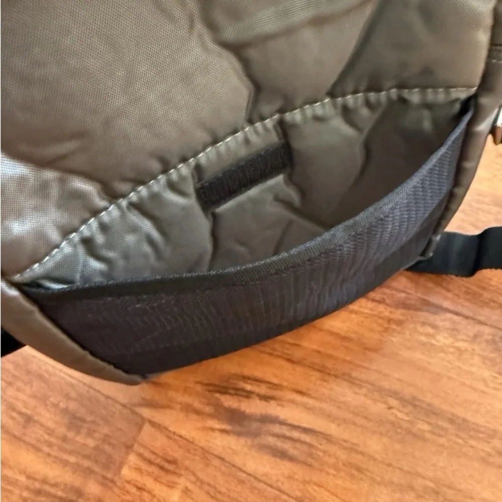 Gray Crossbody Bag with Black Strap